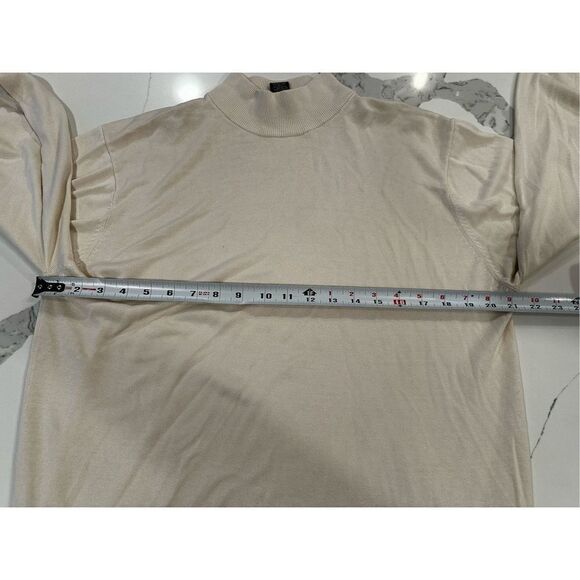 Jos A Bank 100% Silk Mock Neck Long Sleeve Sweater Cream Men’s Sz L - Picture 3 of 5